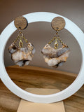Boucles d’oreilles coquillages marron doré