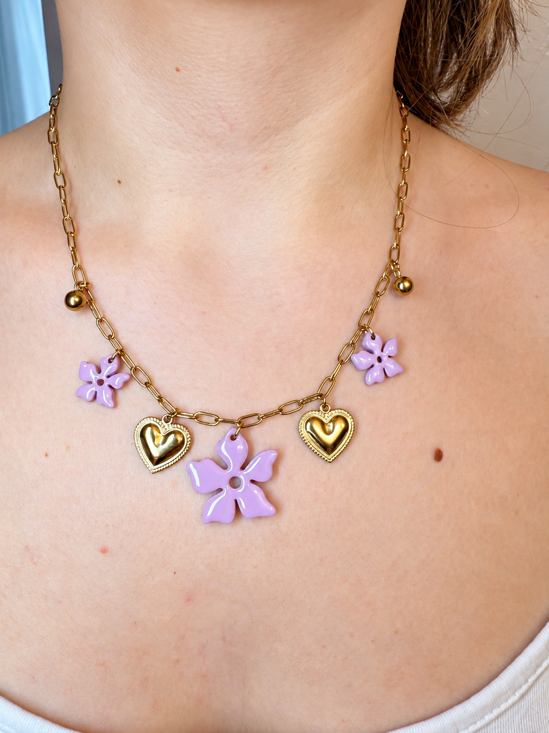 Collier en acier, inoxydable et pampilles
