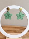 Boucles d’oreilles, fleurs vertes