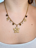 Collier en acier inoxydable, Pampilles et pierre zircon