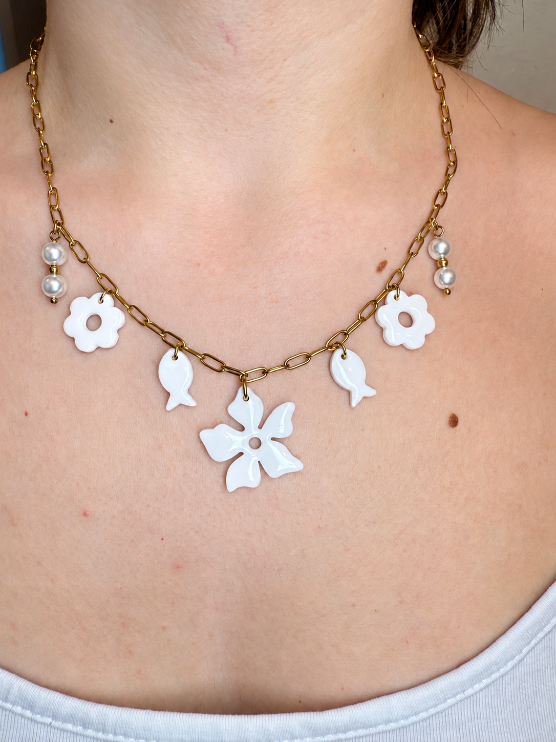 Collier en acier inoxydable avec pampilles