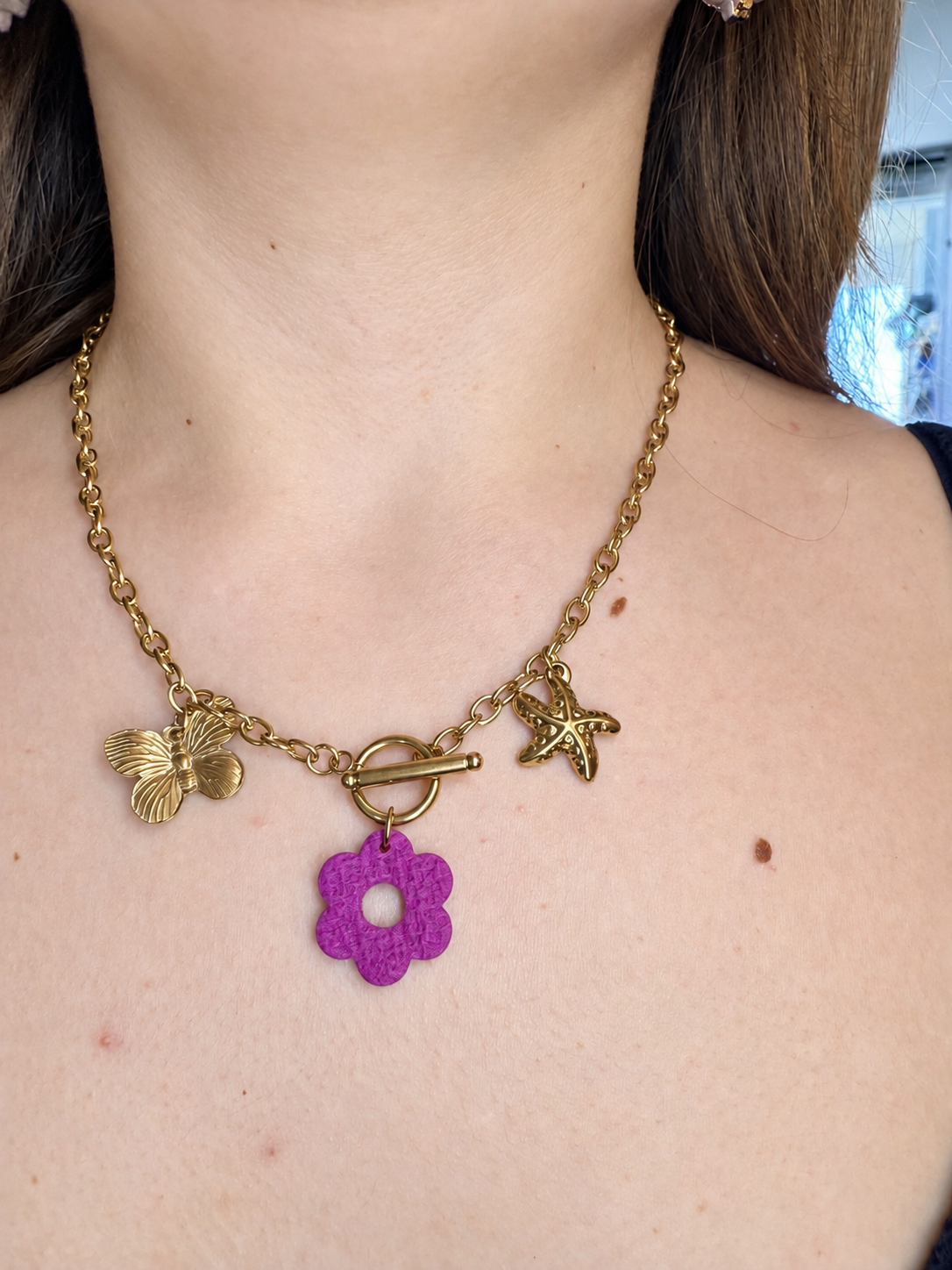 Collier avec fermeture avant en acier inoxydable