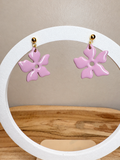 Boucles d’oreilles, fleurs violettes